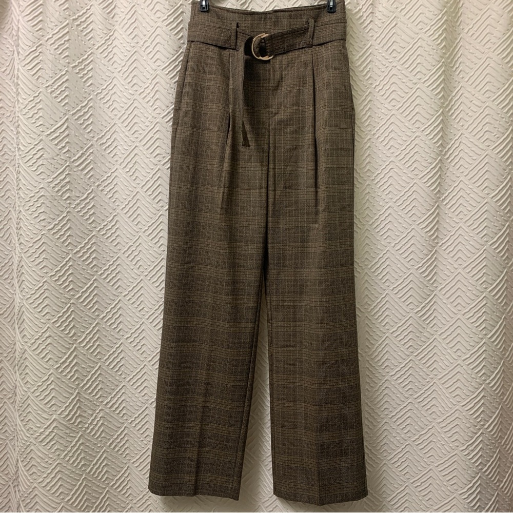 Mango brown wide leg high waist pants